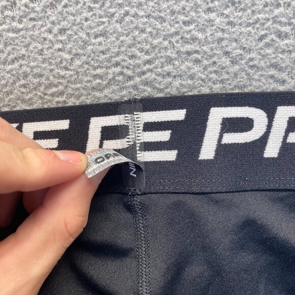 Boys Nike Dri Fit 3/4‎ Running Compression Tights Size Medium Black,Pocket - Picture 7 of 12